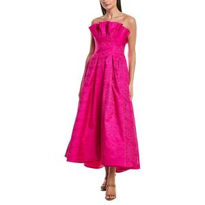 Amsale Womens  Jacquard Pleated Gown, Pink